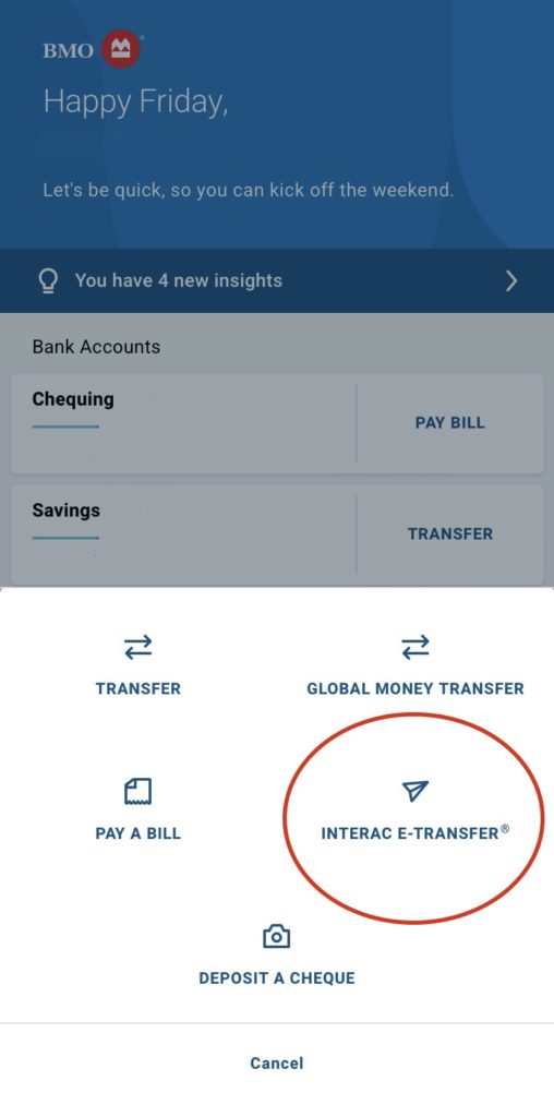 E-transfer 送金方法