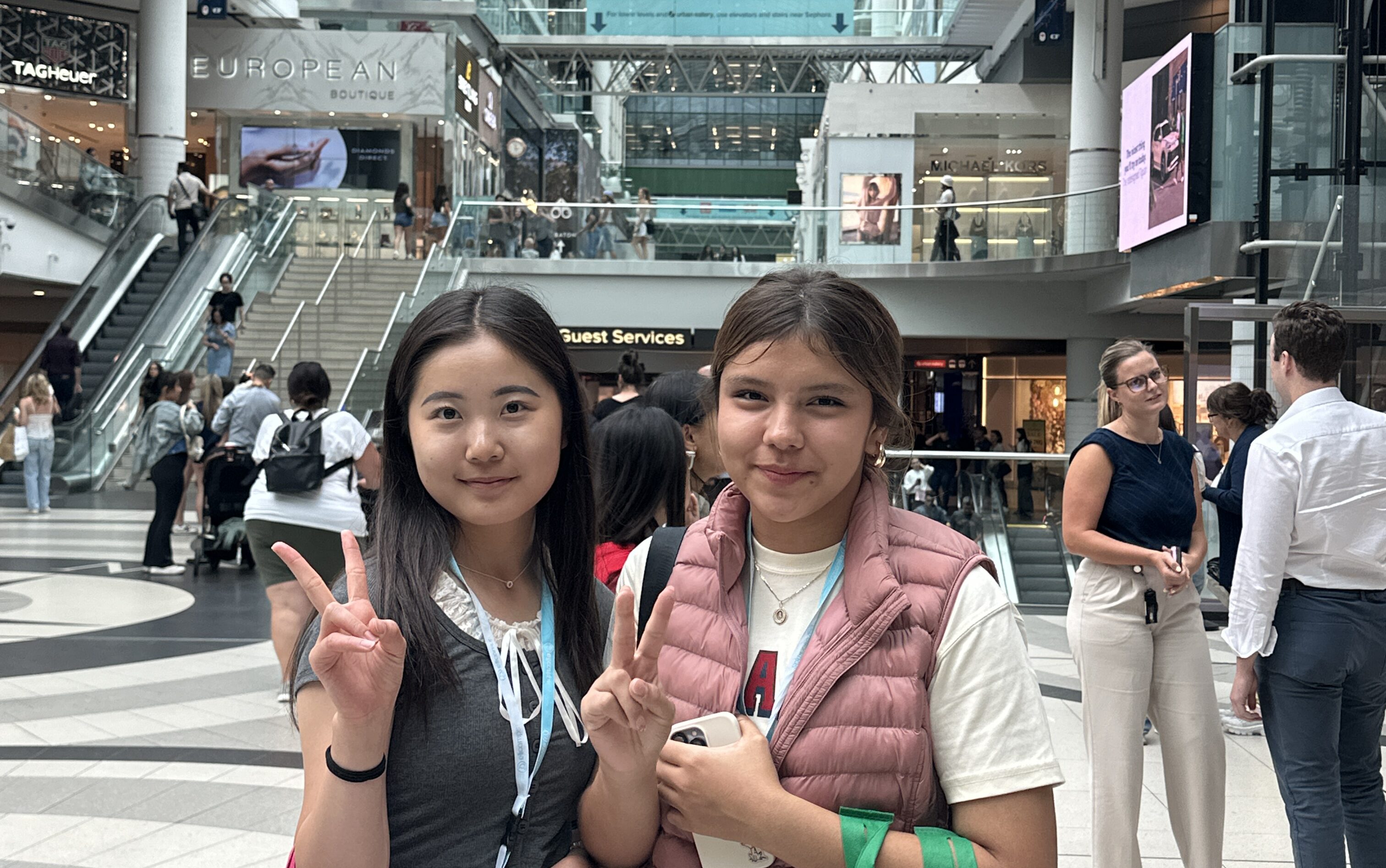 A student enjoying shopping during their study abroad, smiling and experiencing everyday life.