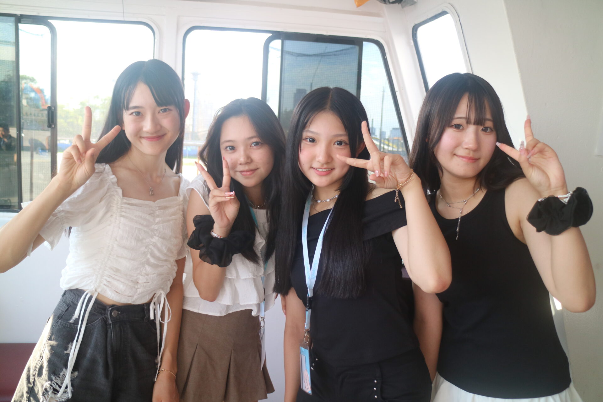 Study abroad participants having fun during a boat party
